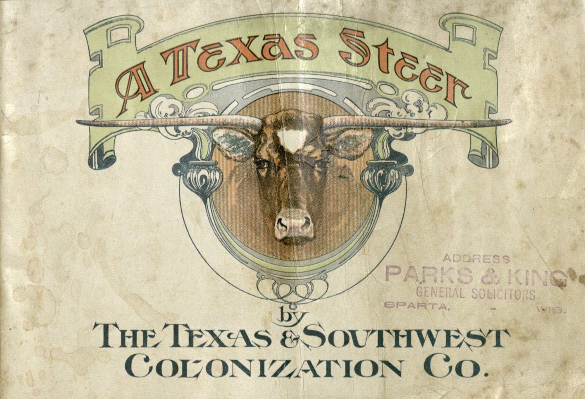 Image of “A Texas Steer” pamphlet issued in 1907