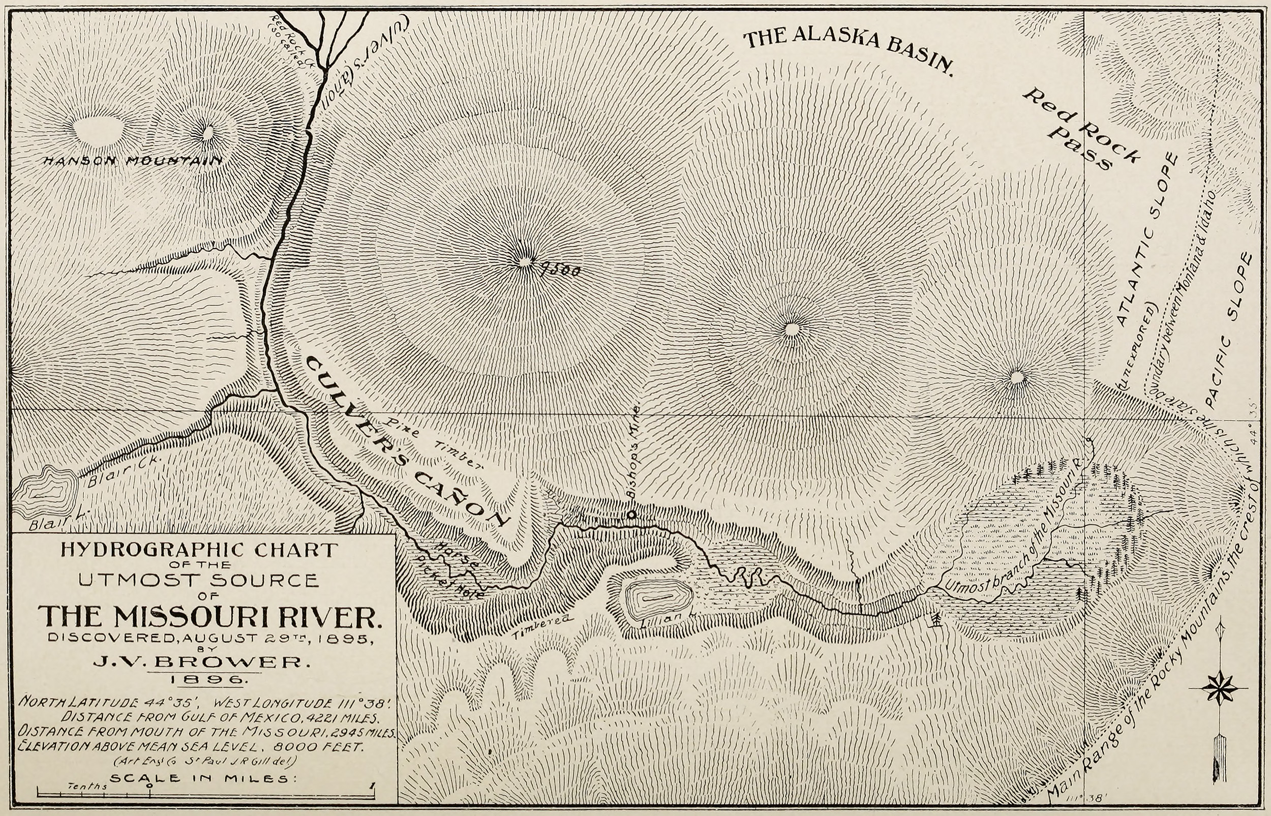 Map of Culver’s Canyon published in Brower’s 1896 and 1897 books